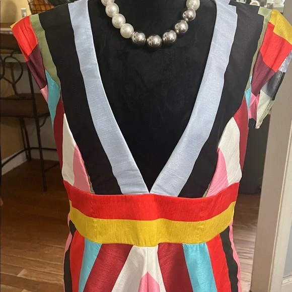 Multicolor Striped V-Neck Dress - Picture 2 of 15